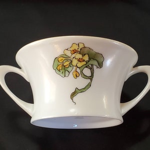 Set of 2 Cacilie Bouillon Soup Sets, Art Nouveau, Hand Painted Flowers, Hutschenreuther, Selb Germany