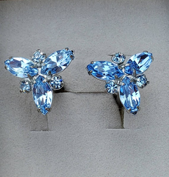 Cufflinks with Brilliant Blue Rhinestones,Silver … - image 1