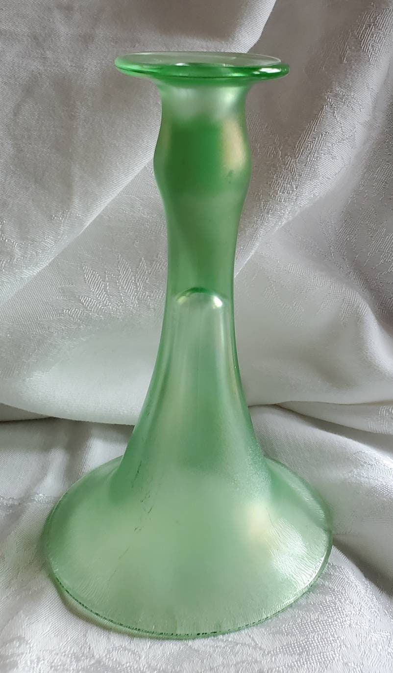 Collectibles 2 Vintage Sea Glass Green Octagon Plates Fluorescent