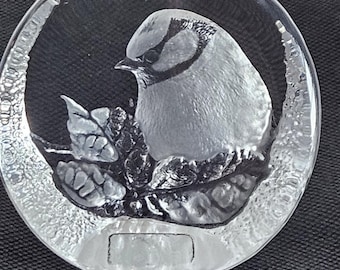 Vintage Swedish Mats Jonasson Crystal Bird Paperweight, Lovely!