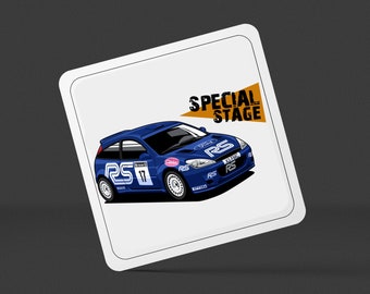 Special Stage Focus WRC Square Drinks Coaster x1 - Birthday Occasion Presents Gifts Presents House Warming