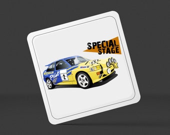 Special Stage Escort Cosworth Square Drinks Coaster x1 - Birthday Occasion Presents Gifts Presents House Warming