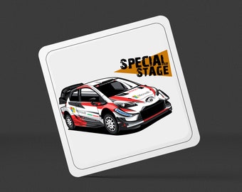 Special Stage Yaris WRC Square Drinks Coaster x1 - Birthday Occasion Presents Gifts Presents House Warming