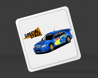 Special Stage Subaru WRC Square Drinks Coaster x1 - Birthday Occasion Presents Gifts Presents House Warming