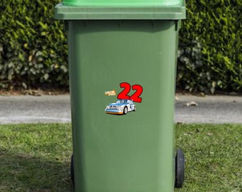 Metro 6R4 Wheelie Bin Numbers - Special Stage Metro 6R4 Design - Set of 4 House Number Bin Stickers A5 for Wheelie Bins