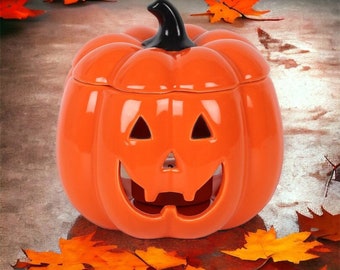 Whimsical Ceramic Jack-O'-Lantern Oil Burner, Wax Melter