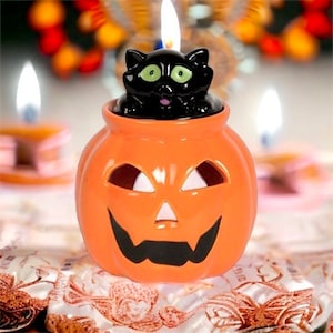 Fondant à cire Spooky Pumpkin avec chat noir
