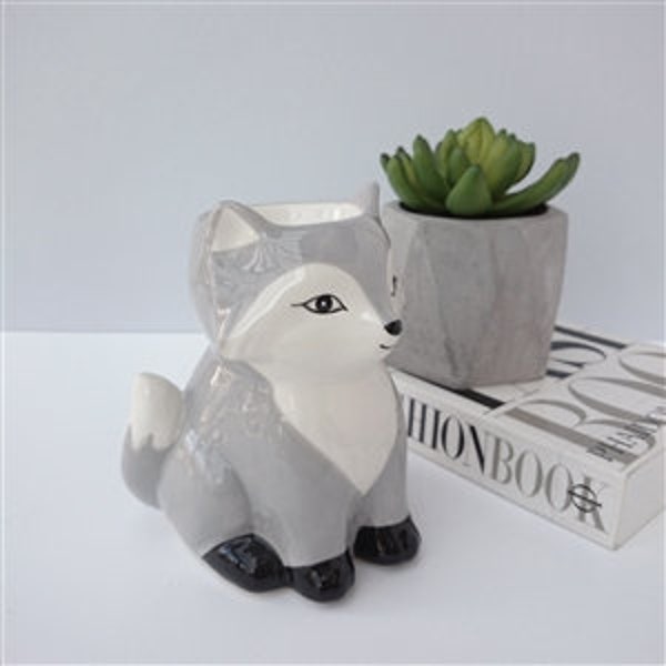 Cerámica Fox Wax Melter / Oil Burner 12cm - Gray Ceramic Wax Melt Burner Set, Oil Burner+5 Wax Melt+Tea Light, Oil Burner, Wax Melter