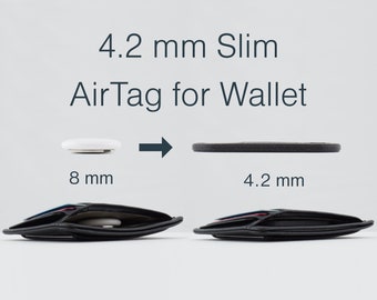 Super Thin Apple AirTag - 4.2mm Slim Wallet Purse Credit Card Holder Tracking Locator - With Precision Finding and Replaceable Battery