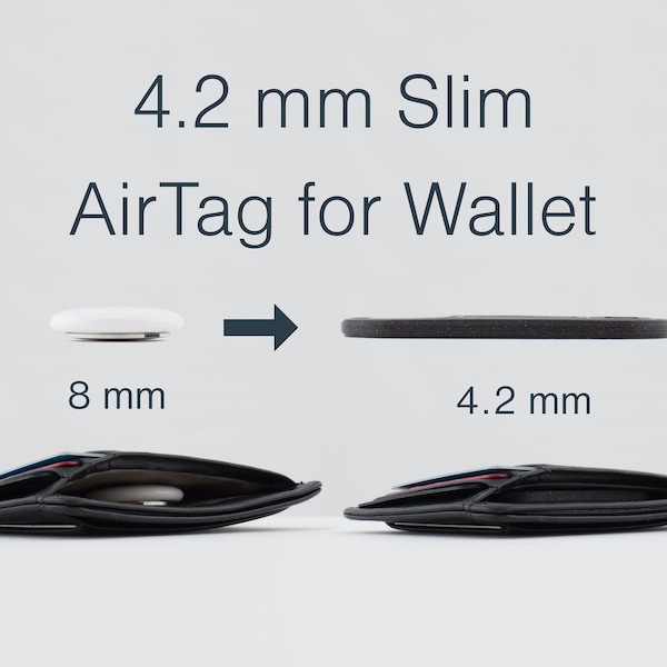 Super Thin Apple AirTag - 4.2mm Slim Wallet Purse Credit Card Holder Tracking Locator - With Precision Finding and Replaceable Battery