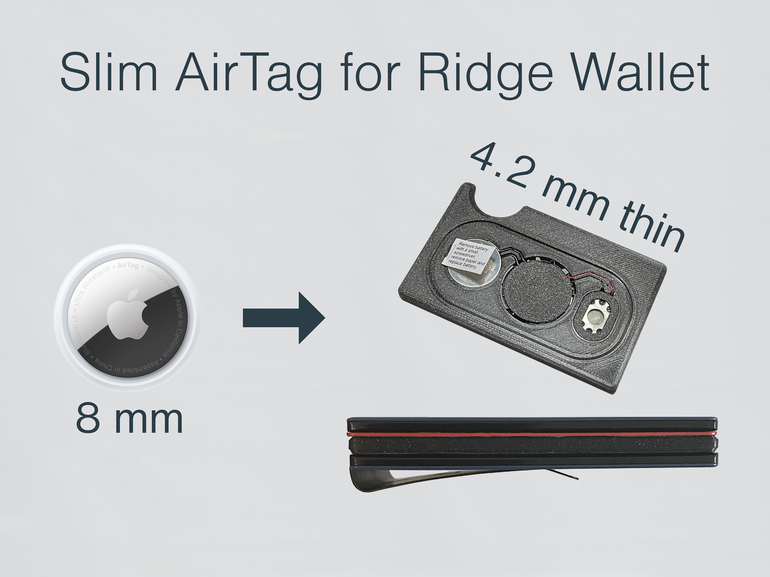 Slim Apple AirTag for Ridge Wallet With Notch 4.2 mm thin Etsy