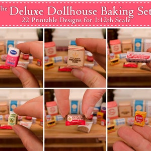 1:12 Scale Deluxe Dollhouse Baking Set Printable, Instant Download Miniature DIY Baking Ingredients and Grocery Food Boxes image 2