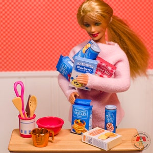 1:6 Scale Breakfast Baking Set Printable for 12-inch Fashion Doll, Instant Download PDF Miniature DIY Grocery Food Boxes image 3