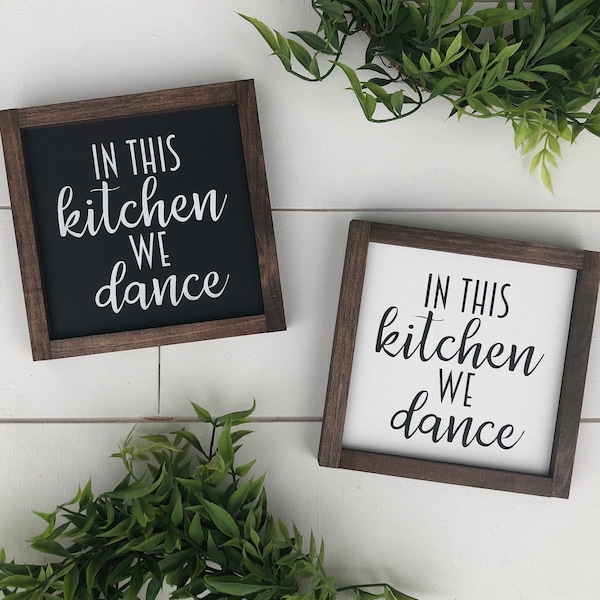 In this Kitchen we dance wooden sign / tiered tray sign / mini sign / funny sign / farmhouse style / mothers day sign/ housewarming sign