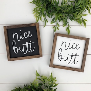 Nice butt wooden sign / bathroom sign / funny sign / guest bathroom / farmhouse style / mini sign / kids bathroom