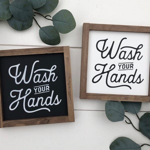 Wash your hands sign / Modern bathroom sign / wooden sign