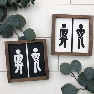 Unisex restroom wooden sign / bathroom sign / funny sign / housewarming decor / modern farmhouse sign / mini sign
