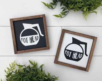 Pot head sign / coffee sign / kitchen sign / coffee bar decor