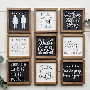 Bathroom sign / bathroom wall decor / funny bathroom / would poop / nice butt /text me