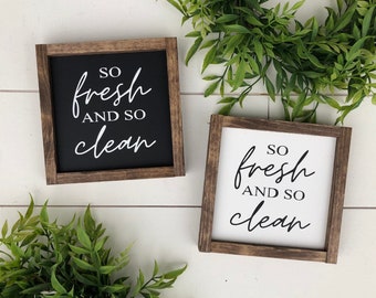 So fresh and so clean sign / bathroom sign / bathroom decor / laundry room sign / wooden sign