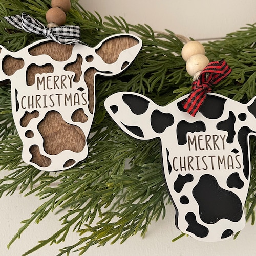 Watercolor Cow Christmas Ornament Etsy