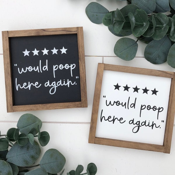 Would poop here again sign /  bathroom sign / bathroom wall decor / funny bathroom