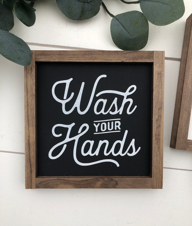 Wash Your Hands Sign / Modern Bathroom Sign / Wooden Sign - Etsy