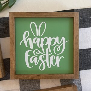 Easter wooden signs / bunny with glasses / happy easter / hello spring image 5