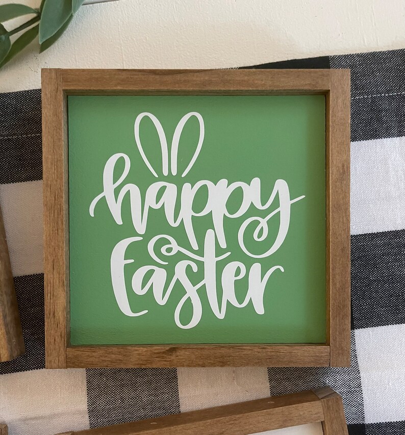 Easter wooden signs / bunny with glasses / happy easter / hello spring image 5