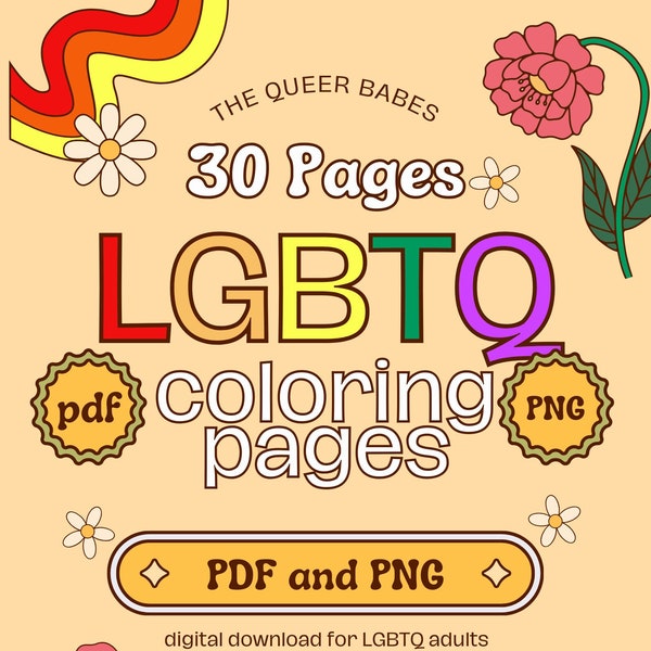LGBTQ Pride Printable Coloring Pages for Lesbian Gay Non Binary Downloadable Printable Book Adult Teen Colors