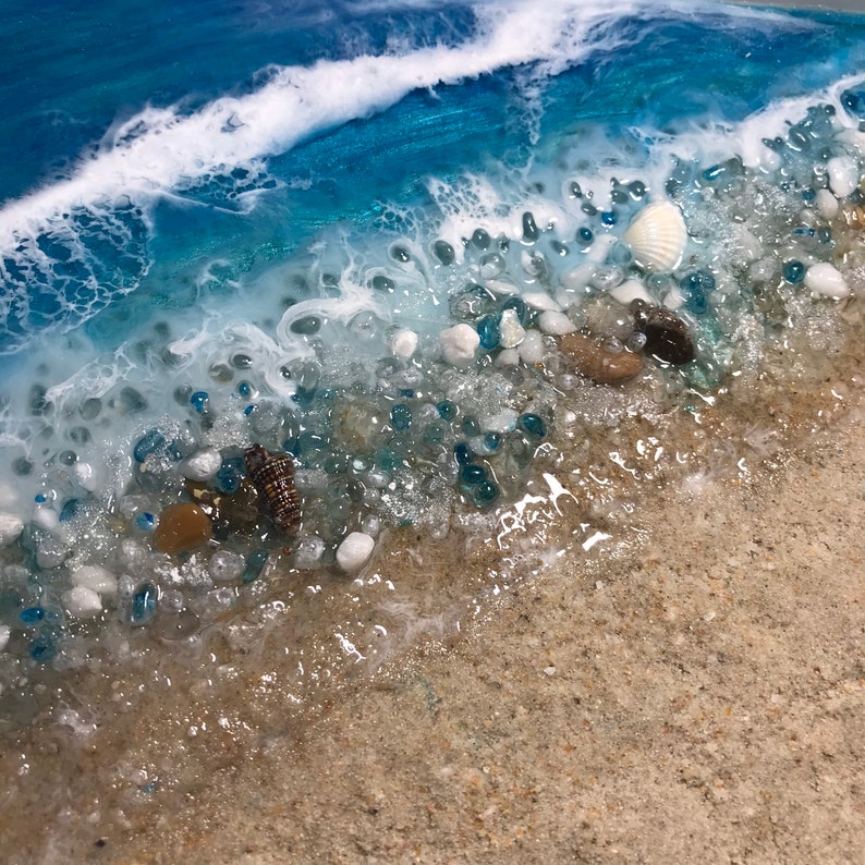 Resin Beach Art Framed/glass Art/beach House Decor/epoxy Etsy