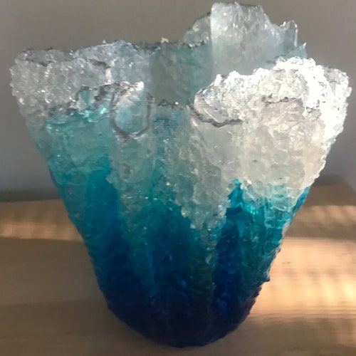 Light Green Recycled Glass Vase Eco Flower Vase Handmade Etsy