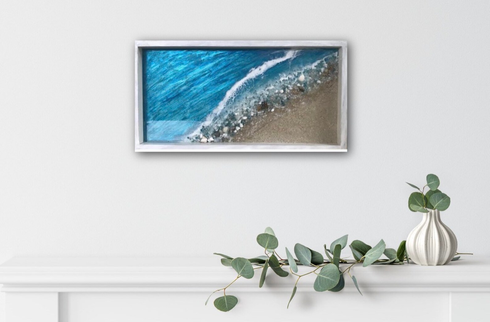 Resin Beach Art Framed/Glass Art/Beach House Decor/Epoxy Etsy