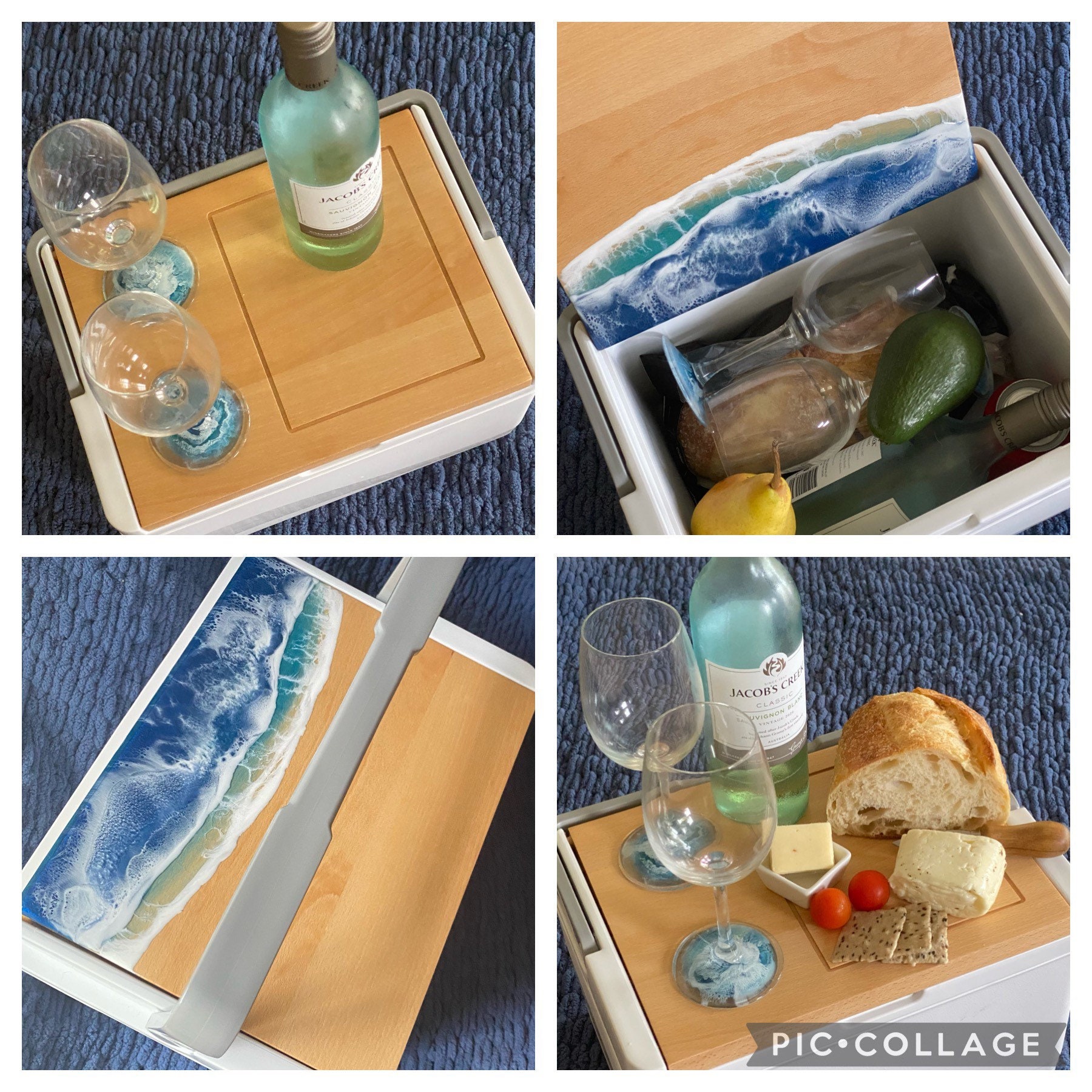 Picnic Cooler/wine & Cheese Table/portable Picnic Etsy Australia