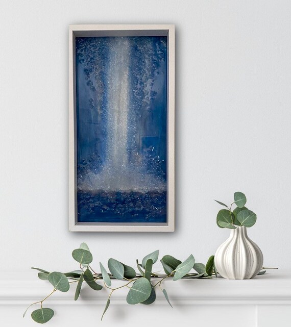 Beach decor, sea glass art, bathroom art, beach house, sea glass, Wave