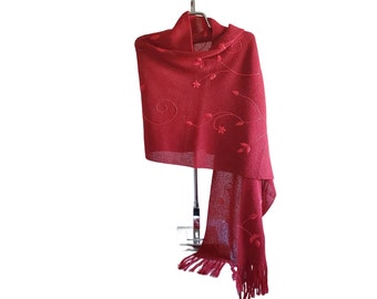 Stunning, Soft, and Warm Alpaca Wrap with Silk Embroidery Lightweight Warm Cozy