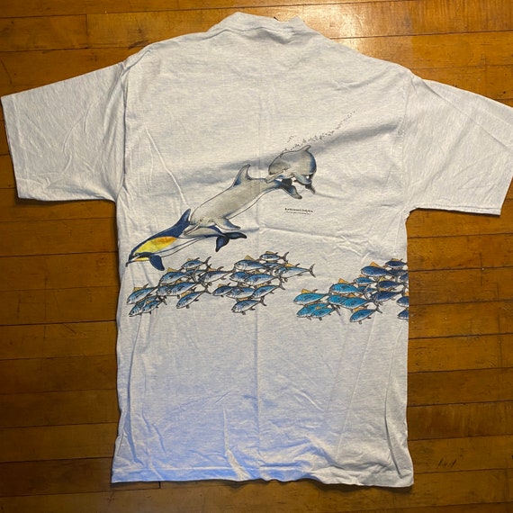 Vtg 90s Dolphins Sea Animals Fish AOP t shirt Lar… - image 3