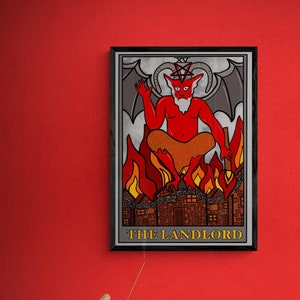 The Landlord-tarotkaart A5- of A5-afdruk, heksachtige linkerwanddecoratie | Communistische socialistische poster, anarchist eat the rich muurkunst