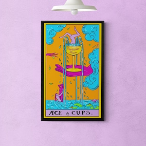 Ace of Cups Tarot-Karte digitaler Download, witchy Pagan druckbar | antikapitalistisches kommunistisches Plakat, feministische Utopiekunst, lesbisches Queer Tarot