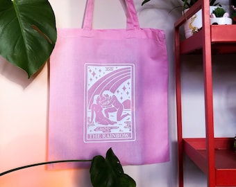 Sapphic Tarot Card Tote Bag: Lesbian Pride Rainbow Design