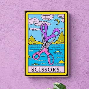 Schaar tarotkaart kunst, twee scharen lesbische trots digitale download | lesbische afdrukbare decor, witchy queer tarotkaart kunst, sapphic WLW