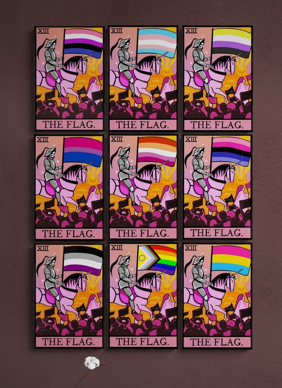 Transgender Flag Tarot Card Art Print Queer Decor Tarot Card