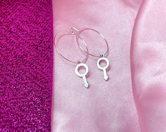 Mars Symbol Creolen: Silberfarbe Gay Pride Schmuck