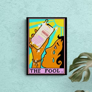 The Fool Tarot Card-kunstafdruk | Grappig kunstwerk parodie | Valentijnsdag | Palentina | Afbeeldingskunst | tekstberichtkunst | heks | spiritueel