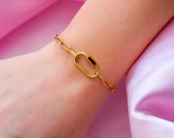 Gouden karabijnhaak paperclipketting, WLW Lesbian Pride roestvrijstalen statement sieraden | LGBT Sapphic Butch Queer-accessoires