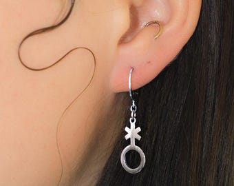Zilveren niet-binaire oorbellen, roestvrijstalen Enby Pride-oorbellen | Sieraden met transgendersymbool, accessoires voor homo's en biseksuelen