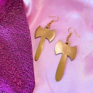 Labrys Double Axe Earrings: Gold Lesbian Pride Jewelry