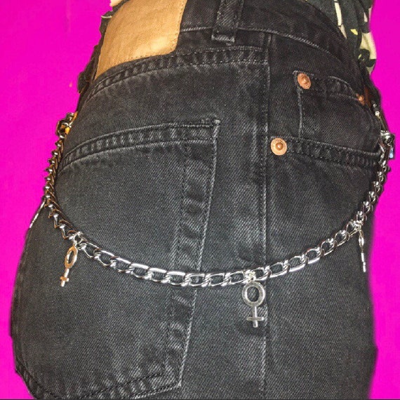 Jean Chain With Venus Symbol Charms Chain Belt, Pants Chain, Wallet Chain  With 4 Female Symbol Charms. Lesbian Sapphic Pride Accessories 