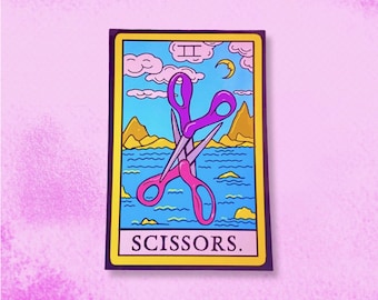 Scissor Tarot Card Sticker, Lesbian Sapphic WLW Queer Gay Pride Witchy Pagan Sticker, Laptop Decal Valentines Gift