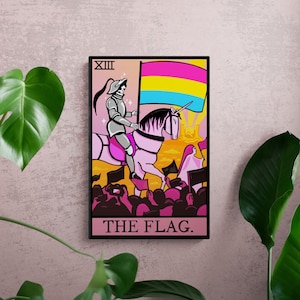 Bandera Pansexual Tarjeta del tarot Impresión artística, Arte de descarga digital / Tarjeta del tarot queer, Arte de la bandera del orgullo pan, Impresión de arte queer, obra de arte del orgullo gay, lgbtq